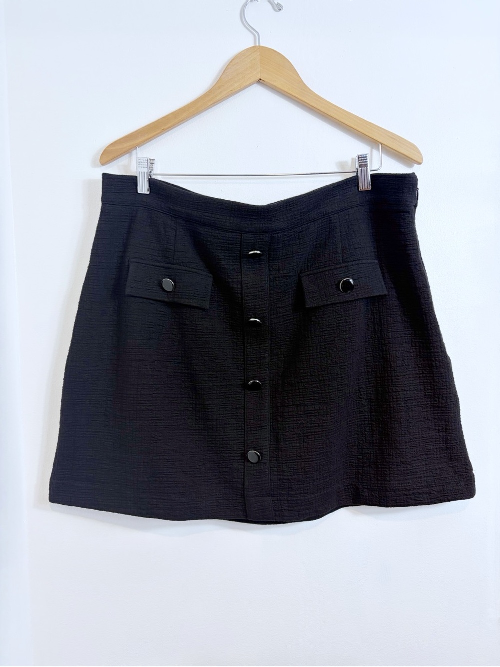 Anthropologie Maeve Black Tweed Mini Skirt